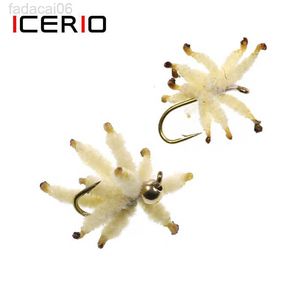 Приманки приманки Icerio 8pcs Белые личинки кластерные червя приманка для форели карпа окунь для рыбалки на мух замахоживания насекомых HKD230710