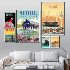 Картины Южная Корея путешествия настенные плакаты холст Пятна картинки декоративные домашние декор 230707