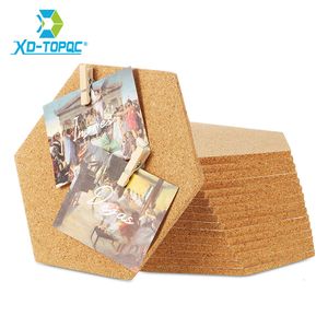 Clipboards Innovative Equilateral Hexagon Cork Stickers DIY Decorative Postcard Wall Board Bulletin Message Pin Boards 230707
