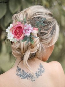 Красивая розовая прическа для невесты искусственные цветы свадебные свадебные головные уборы украшения волос белый румянец розовые модные приоритетные аксессуары CL2596