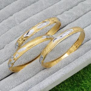 Charm Bracelets Thick Dubai Bangles For Men Brand Women Gold Color Bangle African Jewelry Bridal Jewelry Wedding