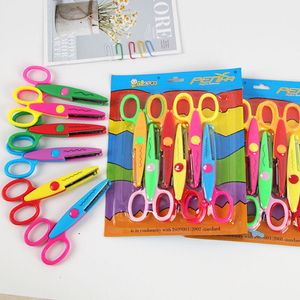 Office Scissors Papercut lace scissors set DIY po album handmade safety children's plastic 6piece 230707