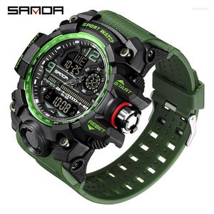Нарученные часы Sanda Brand Fashion Men Men Sports Watches Analog Quartz Clock военные часы мужского мужского мужского Relogios Masculino