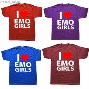 Erkek Tişörtleri Komik Ben Emo Kızları Seviyorum Tişörtler Yaz tarzı Grafik Pamuk Sokak Giyin
