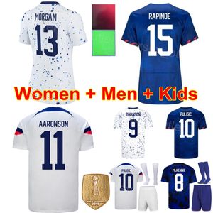 National Team Kids Men 10 PULISIC Soccer Jerseys Women 13 MORGAN 15 RAPINOE 11 AARONSON 9 FERREIRA 8 McKENNIE 11 SMITH 20 RODMAN 9 SWANSON Football Shirt Kits Navy