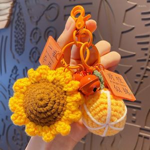 Schlüsselanhänger Kreative DIY Wolle Häkeln Persimmon Anhänger Gewebter Schlüsselbund Niedlicher Duft Orange Sonnenblume Markenname Auto Schlüsselanhänger Tasche Schmuckstück