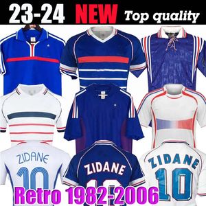 1998 Retro France Soccer Jersey Zidane 10 Henry 12 Shirt di calcio Abbigliamento da calcio di alta qualità French 2004 Maglie da calcio Shirt Trezeguet Away Finals 2006 White