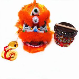 Klasik Kid Lion Dance Gong Drum Maskot Kostümü 5-10age 14 inç çizgi film sahne alt oyun geçit töreni kıyafet elbisesi sporu geleneksel parti 265e