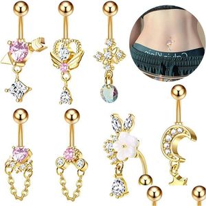 Nabel Bell Button Ringe Bauch baumeln Frauen Sommer Medical Edelstahl Piercing Körper Schmuck 2023 Neue Großhandel Drop Lieferung Dhfjl