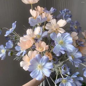 Dekoratif Çiçekler Papamalar İpek Yapay Çiçek 60cm Daisy Beyaz Sahte Oda Düğün Ev Masa Süslemeleri Partisi DIY Buket Hediyeler 1 PCS