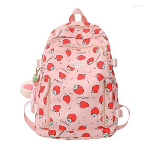 Школьные сумки клубничный принт Kawaii Girls rackpack Schoolbag Fruit Fruit Book Bookbagebage Водонепроницаемый для подростков нейлон милые женщины мочила