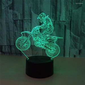 Gece Işıkları 3D lamba LED Işık Motosiklet Rider Eylem Şekil 7 Renkler Dokunmatik Dekorasyon Optik İllüzyon