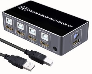 4K HDMI KVM Anahtar 4 4 6 60Hz HDMI 4 bağlantı noktası USB KVM Anahtarlayıcı 4 Paylı Paylaşım Monitör Masaüstü Denetleyicisi ile Monitör Fare Klavyesi