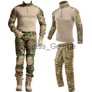 Men's Tactical Gear Military Uniform Set - Airsoft Camouflage Clothing with Knee Elbow Pads, Hunting Gear Paintball Suit