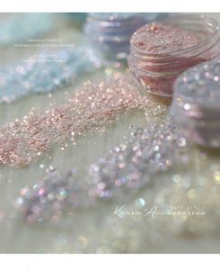 Akrilik Tozlar Sıvılar 6 Kavanoz Tırnak Sanatı Süpürlü Opal Japon Tozu Rüya Glitter Toz Buz Kristal Altın/ Gümüş/ Parmak