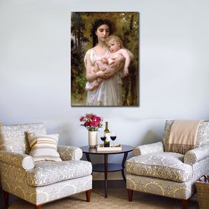 Reprodução de arte em tela Retrato clássico do irmão mais novo William Adolphe Bouguereau Pintura feita à mão luxuosa decoração de parede