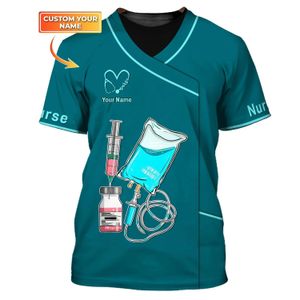 Yağmurluk 2023 Yaz Erkek Tişört Hemşirelik Araçları Pesonalize 3D Baskılı Unisex Tshirt Hemşire Üniforma Tıbbi Scrubs Giyim Tshirt DW185