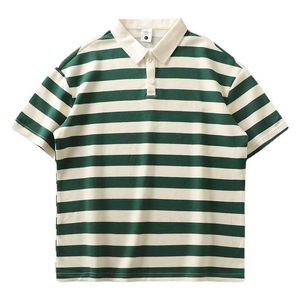 Джинсы 2023, новинка, мужская летняя полосатая рубашка-поло с коротким рукавом, футболка-поло, повседневная мужская верхняя одежда для гольфа, одежда для женщин