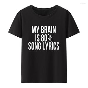 Женские футболки T смешно, мой мозг-это 80% песни текст песни Y2K футболка Harajuku.