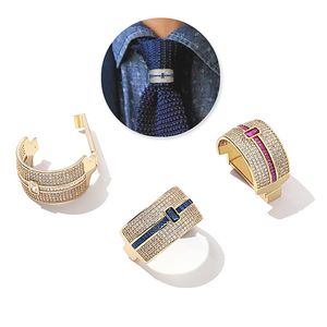 Manşet bağlantıları lüks kravat klipsli erkekler zip kravat ring kravat düğün hediyesi Ascot değerli taşlar için yüzükler 230710