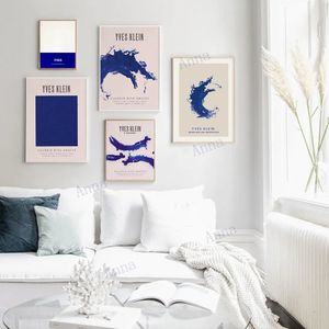 Аннотация Yves Klein Blue выставка Canvas Painting Wall Art Art Nordic плакаты и принты декор картинки для гостиной каваи декор комнаты подарок для друга W06