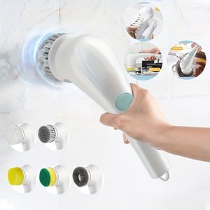 MOPS 7pcs Elektrikli Spin Scrubber Kablosuz Temizlik Fırçası 5 Değiştirilebilir Kafa ile USB Şarj Edilebilir 360 ° Güç Scrubbe 230711