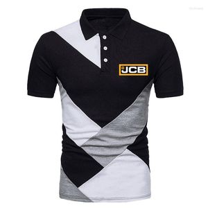 Men's Polos Midnight Star Excavator Jcb Printing Fashion 2023 Summer Three-Color Stitching Short Sleeves Slim Fit Polo Shirt Tops