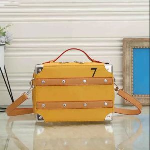 Сумки для плеч мини -мягкая багажник коробка для сети мода мода мужчина подлинная кожа желтая 7 мессенджерный пакет дизайнеры сумок женские сумочки на молнии