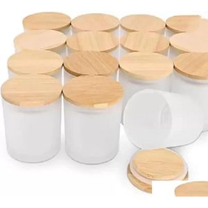 Tumblers 6Oz 14Oz 16Oz Empty Sublimation Clear Frosted Glass Candle Jars With Bamboo Lids For Making Candles 04123 Drop Delivery Hom Dhnrq