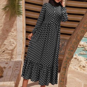 Ethnic Clothing Polka Dot Abaya Dress Muslim Women Modest Robe Islamic Dubai Turkey Hijabi Outfits Casual Ramadan Eid Kaftan