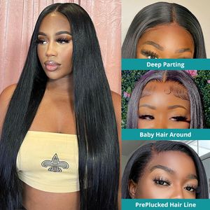 Wear And Go Pre Cut Glueless Wig 13x4 HD Transparent Straight Lace Front Wig For Women Bleached Ready To Wear Wig