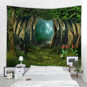 Гобелены с принтом «Фэнтезийный лес», большой настенный гобелен, дешевый настенный художественный ковер, декоративное большое одеяло для гостиной