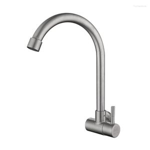 Mutfak muslukları 1pc304 Paslanmaz çelik açı Tek soğutma musluğu fırçalanmış lavabo duvar içi iplik g1/2 '