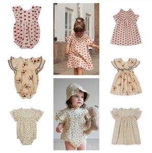 Abiti da ragazza Abiti per bambini per ragazze KS 2023 Summer New Children's Cute Print Heart Dress Baby Girls Body Pagliaccetti in cotoneHKD230712