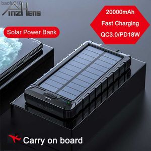 Pinzheng 20000mah Solar Bank Power Bank Portable PD 3.0 Быстрая зарядка Bank Bank Force Force Fortion для iPhone Samsung Xiaomi Зарядное устройство L230712