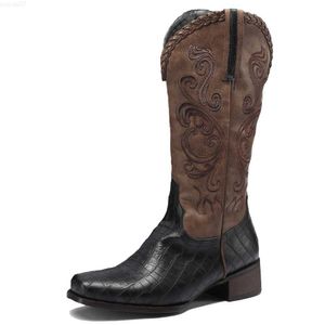 Boots Aosphiraylian Western Sewn Flower Women's Women's Cowboy Boot 2023 Винтажный цветочный патч