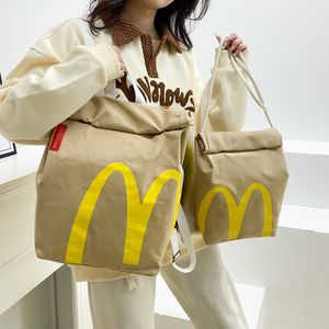 New Funny Cute Cartoon French Fries Packaging Bags Student Woman Schoolbag Canvas Backpack Large Capacity Messenger Bag HandBag