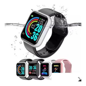 Smart Watches y68 TLSR8232 Чип водонепроницаемые IP67 Smart Wwatch 1,44 дюйма Touch SN Phone Watch D20 D20S Drop Drop Drope Compone Acces Dhjsd