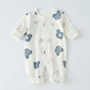 Bebekler için bodysuits onesie pamuklu erkekler ve kadınlar bebek uzun kollu koşum doğumlu kıyafetler 230711