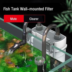 Filtration Heating Fish Tank Waterfall Filter Aquarium External Water Pump Wallmounted Small Circulation Electric Remove Oil Film 230711