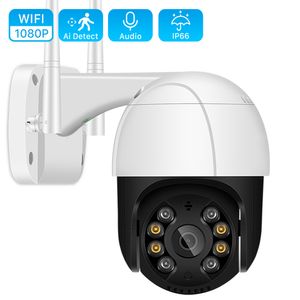 Câmeras IP 1080P PTZ Wifi Câmera Outdoor 4X Digital Zoom AI Human Detect Wireless H 265 P2P Audio 2MP 3MP Security CCTV 230712