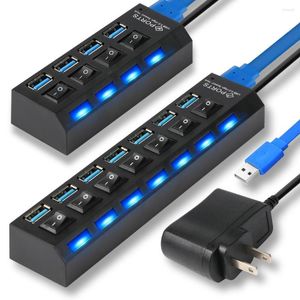 4 7 Port USB HUB 5Gbps High Speed 3.0 Splitter With Switch Power Adapter For Laptop PC Computer Accessories