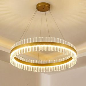 Pendelleuchten Moderne Luxus Kristall LED Lampe Kreis Ring Kronleuchter für Küche Restaurant Wohnzimmer Deco Hängende Beleuchtungskörper