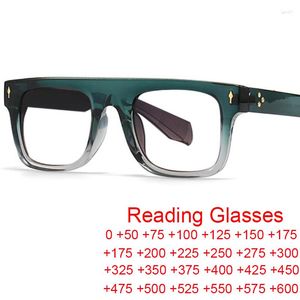 Güneş gözlüğü lüks kare çerçeve retro okuma gözlükleri erkekler kadınlar anti -mavi ışık pirinç tırnak zarif yeşil düz üst bilgisayar gözlük 2