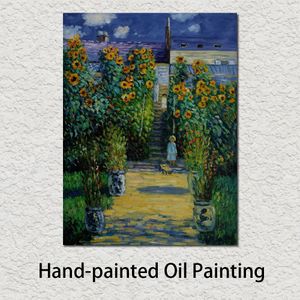 Claude Monet Reprodüksiyon El Boyalı Sanatçılar Vetheuil Canvas'ta Bahçe Duvar Dekoru için Çerçevesiz
