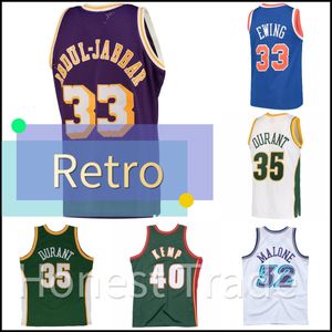 Oneal Throwback Basketball Kemp Jersey Payton Karl Malone Kevin Durant Shaquille Charles Barkley Kareem Abdul Jabbar Patrick Ewing Retro Mens Maglie Camicie