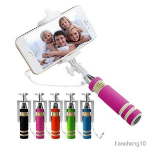 Selfie monopodlar sıcak satış mini selfie sopa düğmeli kablolu pamuk malzeme kolu cep telefonu için monopod evrensel r230713