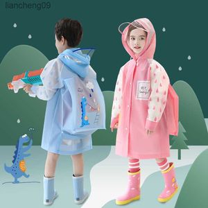 Cute Kids Raincoat Wateproof Children Dinosaur Unicorn Rain Poncho Rain Coat et With Backpack Position Student