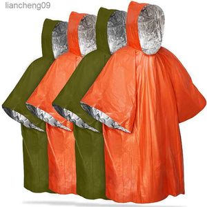 Emergency Heating Waterproof Poncho Folding RainWear Portable Women Raincoat for Hiking Snow Aluminum Film Keep Warm Blanket L230620