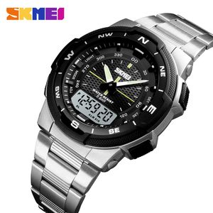 Fashion Skmei Brand Brand Outdoor Sport Watch Мужчины 50 м водонепроницаемые цифровые кварцевые двойные времена военные спортивные часы для скалолазания